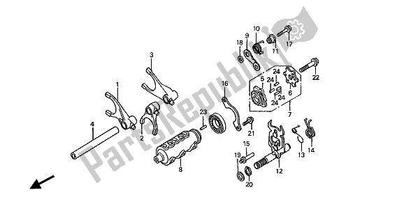All parts for the Gearshift Drum of the Honda ST 1100A 1994