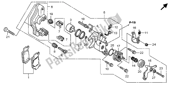 All parts for the Rear Brake Caliper of the Honda TRX 700 XX 2011