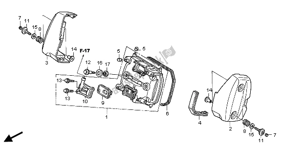 All parts for the Front Cylinder Head Cover of the Honda VT 125C 2001
