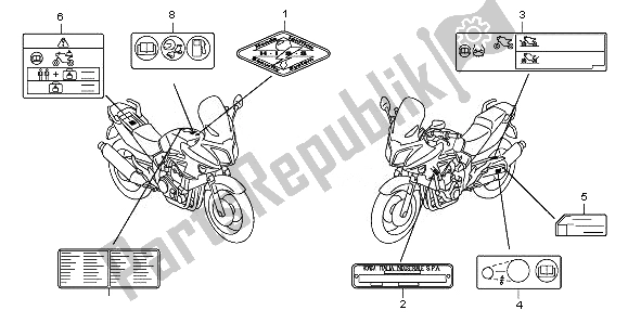 Tutte le parti per il Etichetta Di Avvertenza del Honda CBF 1000 2010