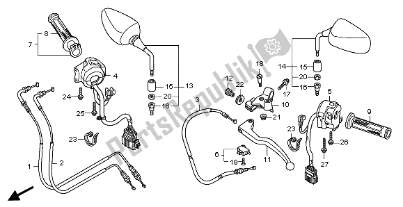 All parts for the Handle Lever & Switch & Cable of the Honda CB 600F Hornet 2007
