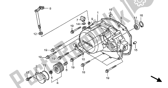 All parts for the Right Crankcase Cover of the Honda XL 125V 2001