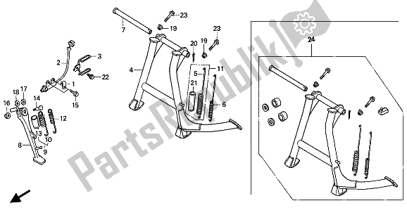 All parts for the Stand of the Honda NTV 650 1991