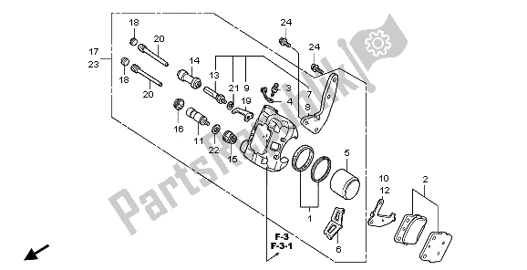 Toutes les pièces pour le étrier De Frein Avant du Honda TRX 300 EX Sportrax 2003