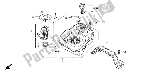 All parts for the Fuel Tank of the Honda SH 150 2006