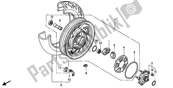 Todas las partes para Rueda Trasera de Honda PC 800 1990