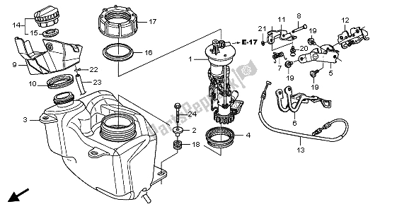 All parts for the Fuel Tank of the Honda FES 125A 2009