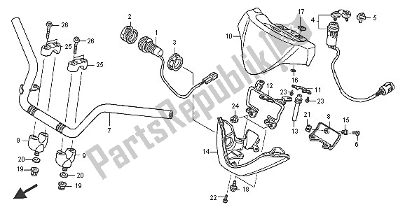 Tutte le parti per il Gestire Il Tubo del Honda TRX 650 FA Fourtrax Rincon 2005