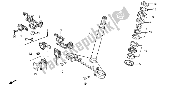 All parts for the Steering Stem of the Honda NTV 650 1989
