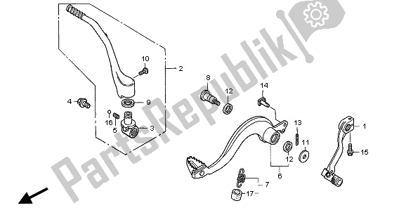 All parts for the Pedal & Kick Starter Arm of the Honda CRF 250R 2008