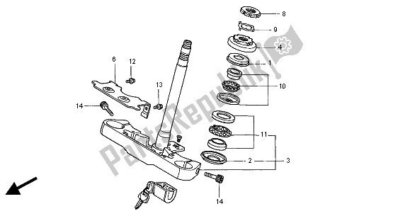 All parts for the Steering Stem of the Honda VT 750C 2000