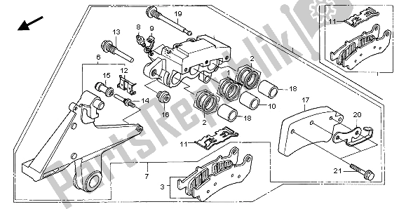 All parts for the Rear Brake Caliper of the Honda CBR 1000F 1995