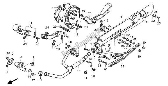All parts for the Exhaust Muffler of the Honda VTX 1800C1 2006
