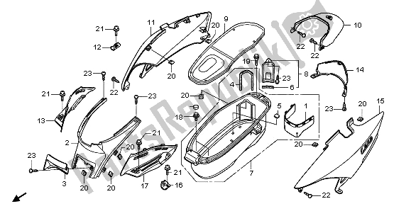 All parts for the Luggage Box & Body Cover of the Honda NHX 110 WH 2009