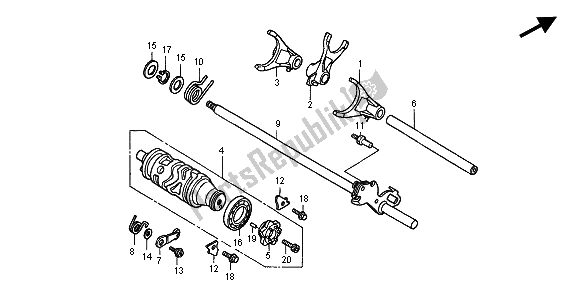 All parts for the Gearshift Drum of the Honda CB 600F2 Hornet 2001