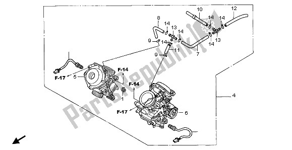 Tutte le parti per il Carburatore (assy.) del Honda XL 650V Transalp 2003