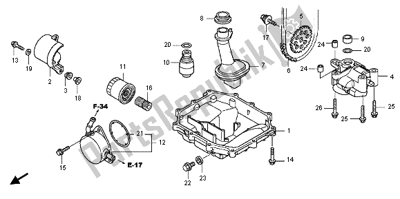 Todas las partes para Puente De Aceite Pan-oil de Honda CB 1000 RA 2012