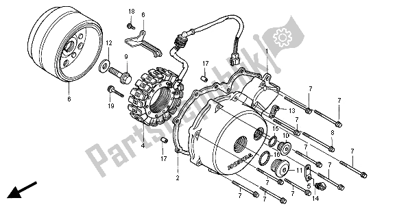 All parts for the Left Crankcase Cover & Generator of the Honda VT 750C 2000