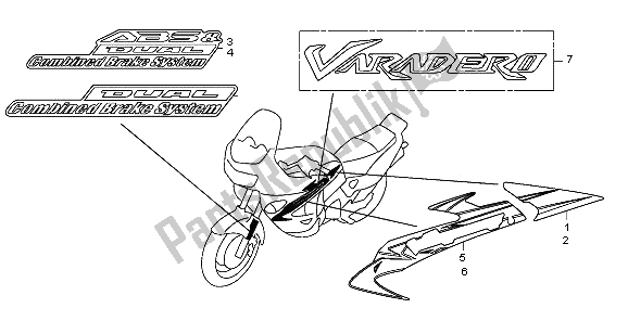 Wszystkie części do Znak I Pasek Honda XL 1000 VA 2009