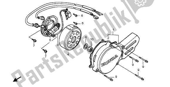 All parts for the Left Crankcase Cover & Generator of the Honda CR 80R SW 1997