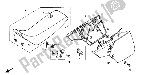 Todas las partes para Asiento Y Cubierta Lateral de Honda CR 125R 1988