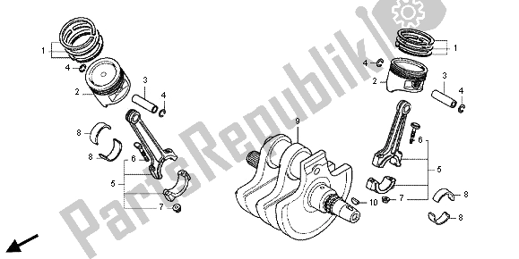 All parts for the Crankshaft of the Honda VT 750 CS 2012