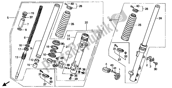 Todas las partes para Tenedor Frontal de Honda XL 600V Transalp 1994