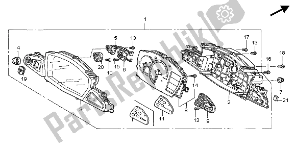 All parts for the Meter (kmh) of the Honda ST 1300 2007