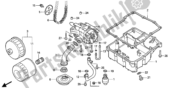 All parts for the Oil Pump of the Honda VF 750C 1994