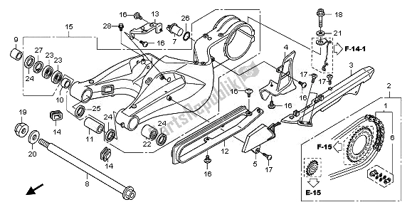 All parts for the Swingarm of the Honda CB 1000 RA 2011