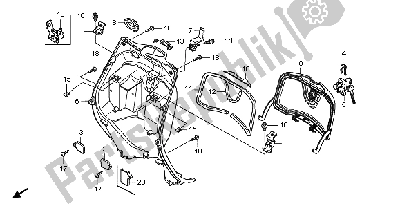 All parts for the Inner Box of the Honda NHX 110 WH 2012
