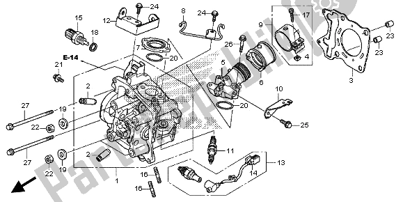 All parts for the Cylinder Head of the Honda SH 125 AD 2013