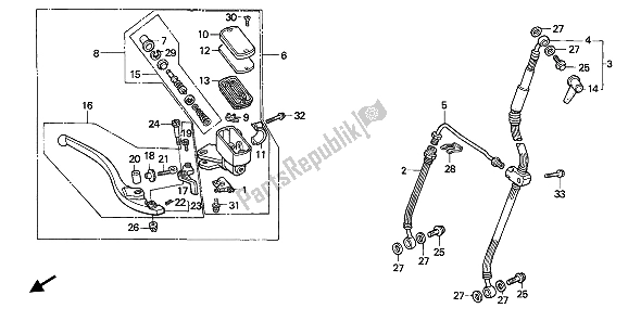 All parts for the Fr. Brake Master Cylinder of the Honda VFR 750F 1993