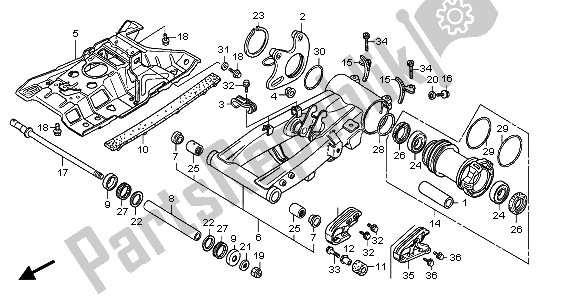 All parts for the Swingarm of the Honda TRX 300 EX Sportrax 2007