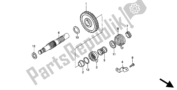 Todas las partes para Husillo De Arranque de Honda XR 600R 1993