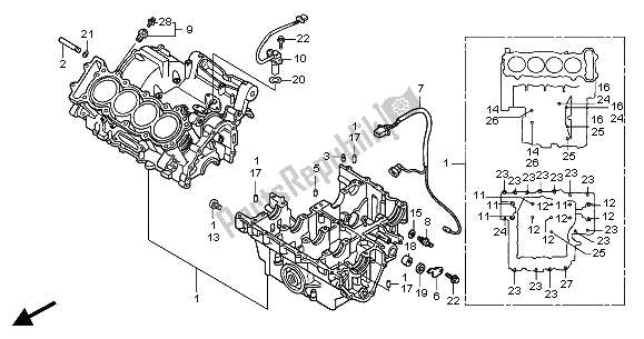 Todas as partes de Bloco Do Motor do Honda CB 900F Hornet 2002