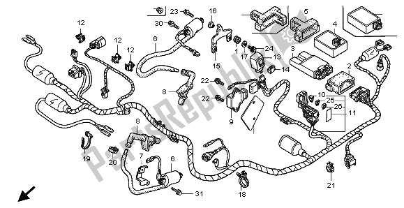 All parts for the Wire Harness of the Honda VTR 1000F 1998