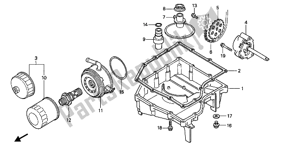 All parts for the Oil Pan & Oil Pump of the Honda CBR 900 RR 1993