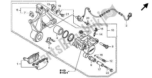 Alle onderdelen voor de Achter Remklauw van de Honda CB 1300 SA 2009