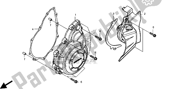 All parts for the A. C. Generator Cover of the Honda CB 500F 2013