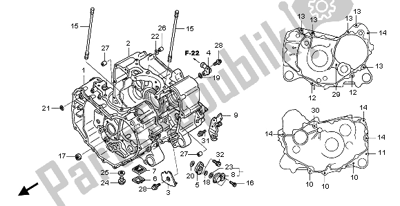 Todas as partes de Bloco Do Motor do Honda TRX 400 FA Fourtrax Rancher AT 2004