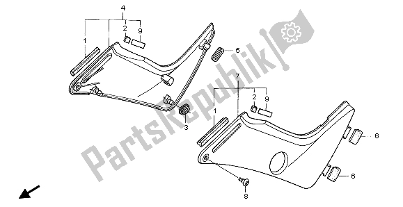 All parts for the Side Cover of the Honda NT 650V 1999