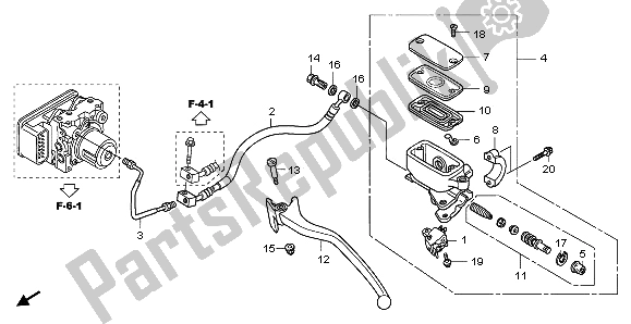 All parts for the Rear Brake Master Cylinder of the Honda NSS 250A 2009