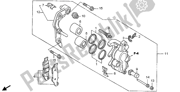 All parts for the Front Brake Caliper of the Honda CRF 450X 2006