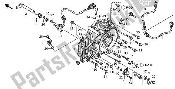 Tutte le parti per il Coperchio Del Carter Posteriore del Honda TRX 420 FE Fourtrax Rancher 4X4 ES 2010