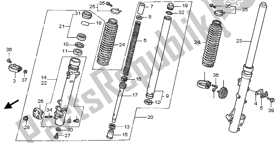 Tutte le parti per il Forcella Anteriore del Honda NX 650 1997