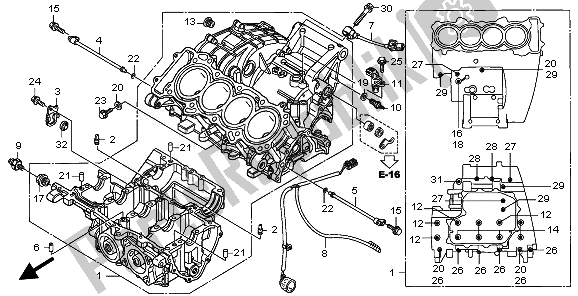 All parts for the Crankcase of the Honda CBR 600 RA 2010