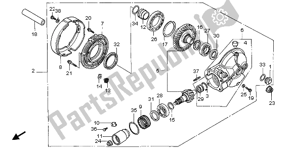 All parts for the Final Driven Gear of the Honda VT 1100C 1995