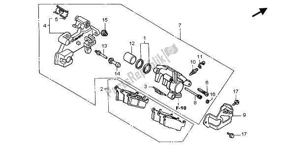 All parts for the Rear Brake Caliper of the Honda CR 85R SW 2004