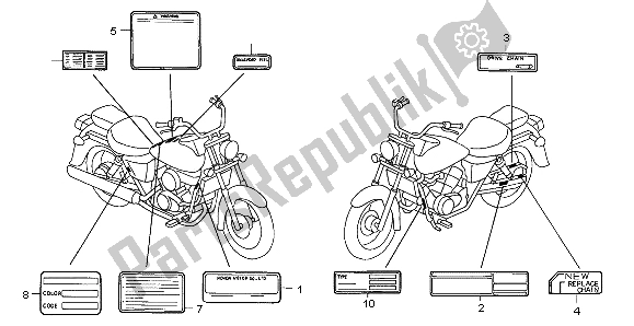 Todas las partes para Etiqueta De Precaución de Honda VT 125C 1999